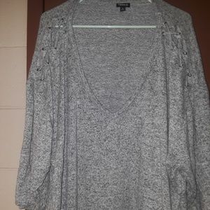 Lattice short-sleeve grey sweater from Torid